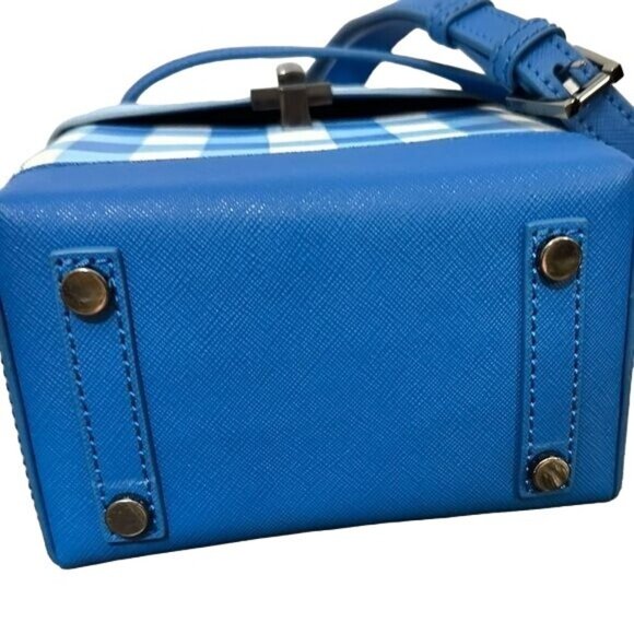 Botkier Lennox Blue White Plaid Purse Handbag Lunchbox NWOT - Picture 6 of 11